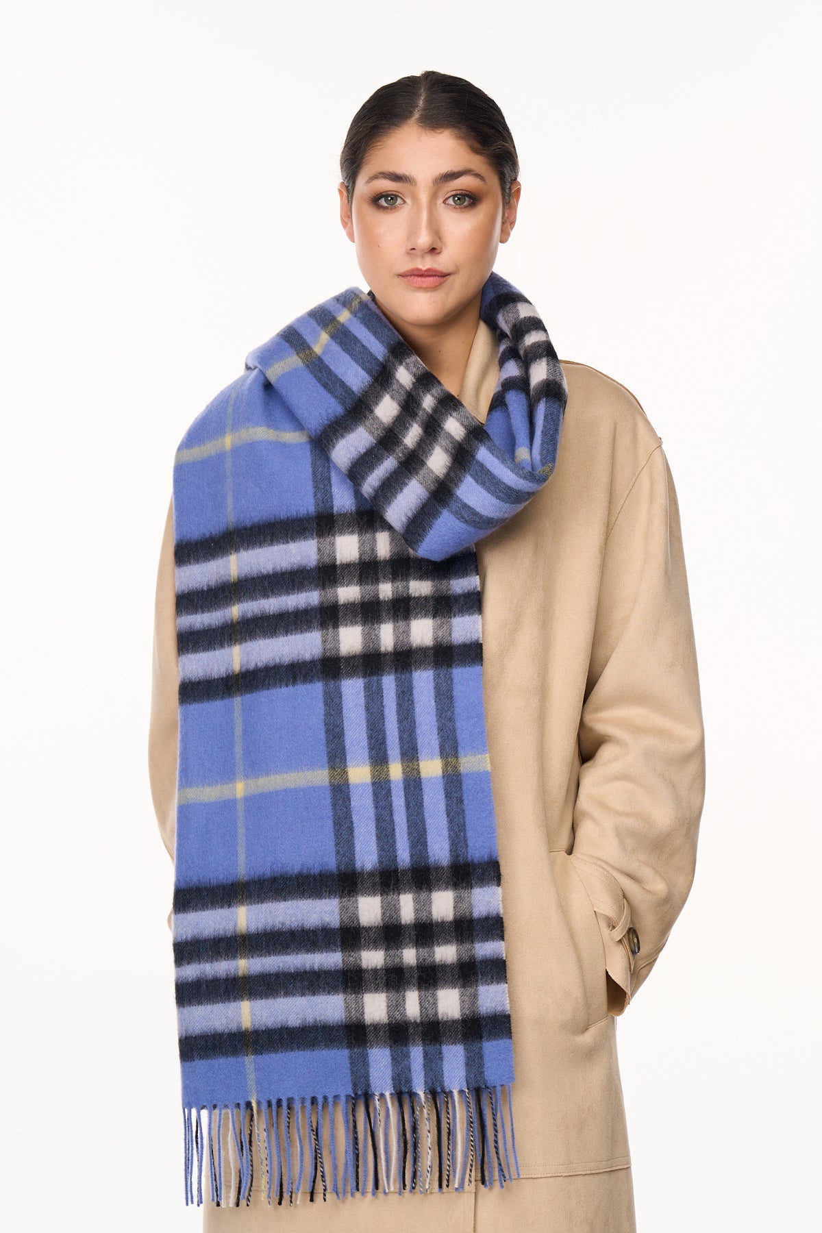 Cashmere Scarf DC Classic Blue Oversized Wrap