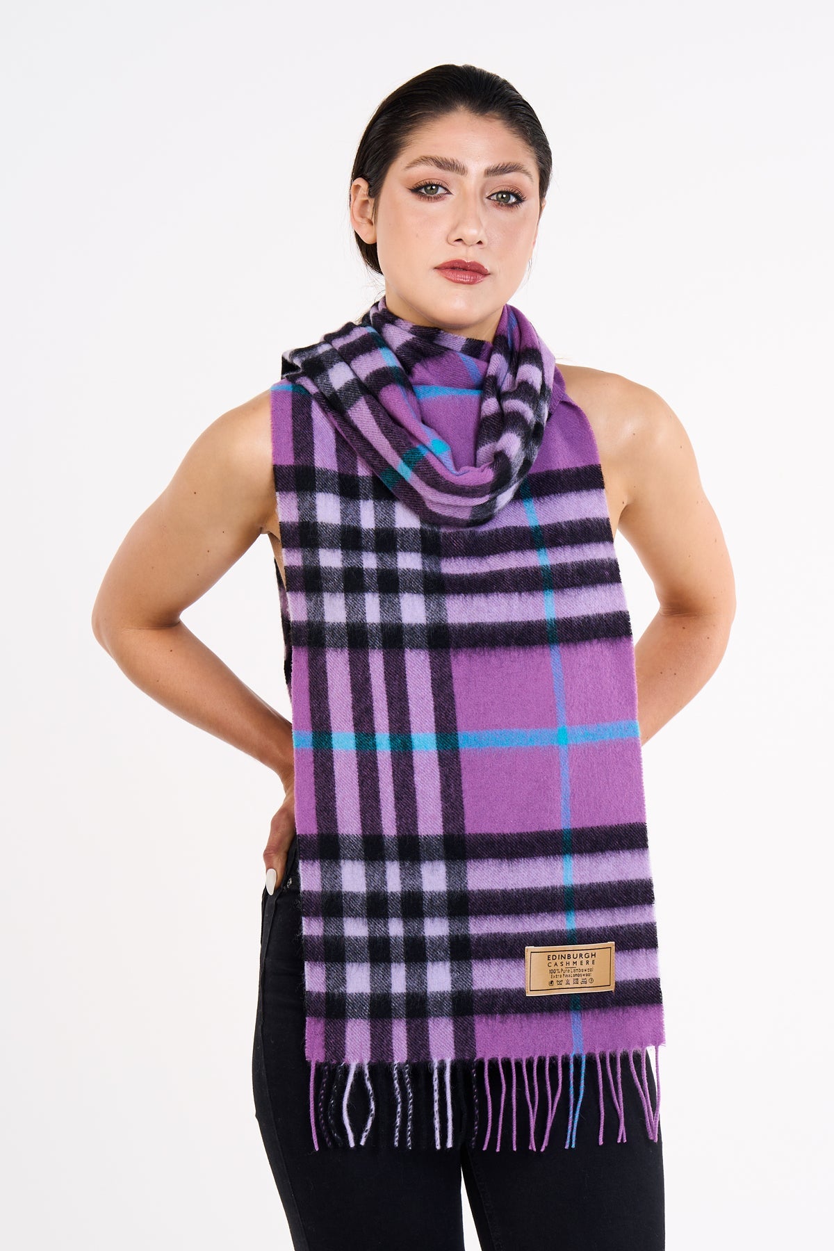 Cashmere Designer Scarf Iconic DC Classic (Large) - Lilac