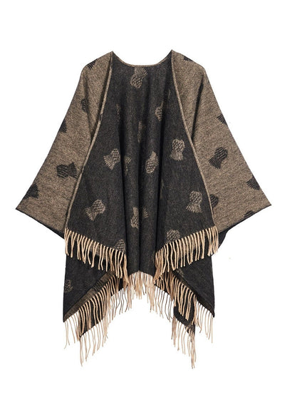 Cape Small Thistle Charcoal Poncho 100% Pure Lambswool