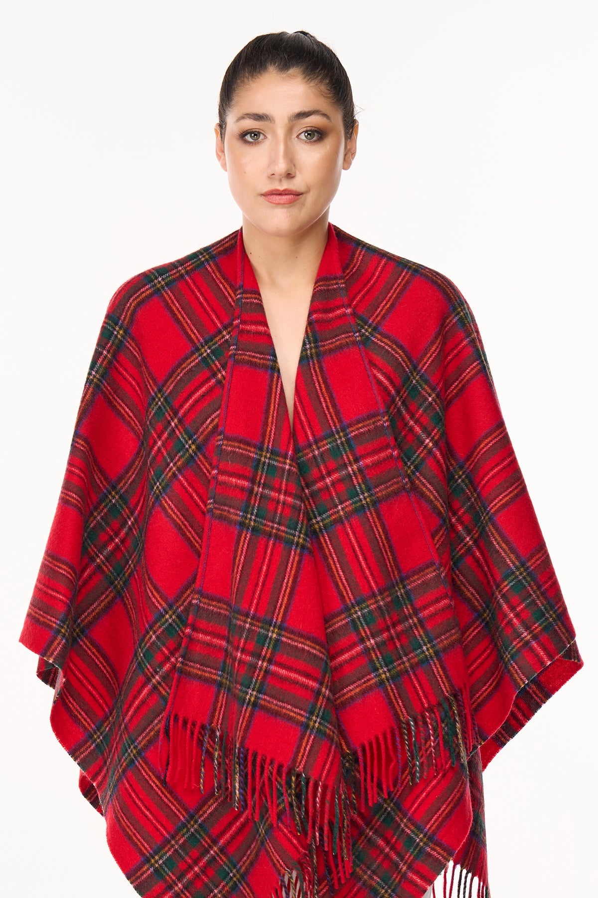 Cape Royal Stewart Tartan Poncho 100% Pure Lambswool