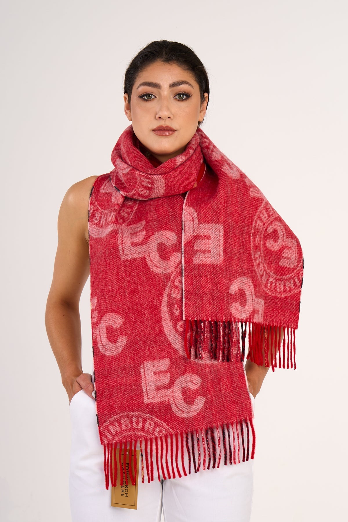 EC 100% Pure Lambswool Big Red Scarf