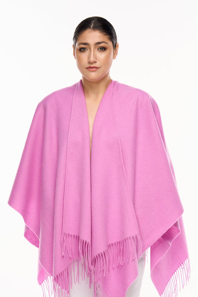 Plain Cape Dark Pink Poncho 100% Pure Lambswool