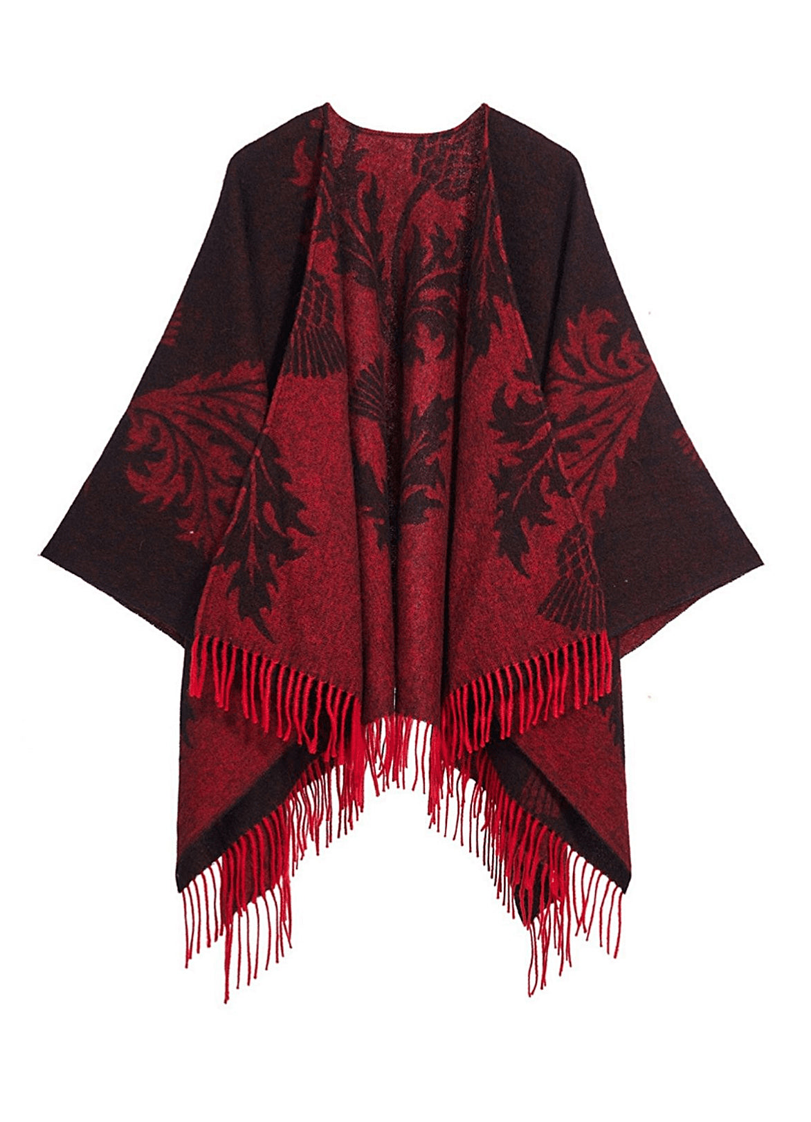 Cape Single Thistle Red Poncho 100% Pure Lambswool