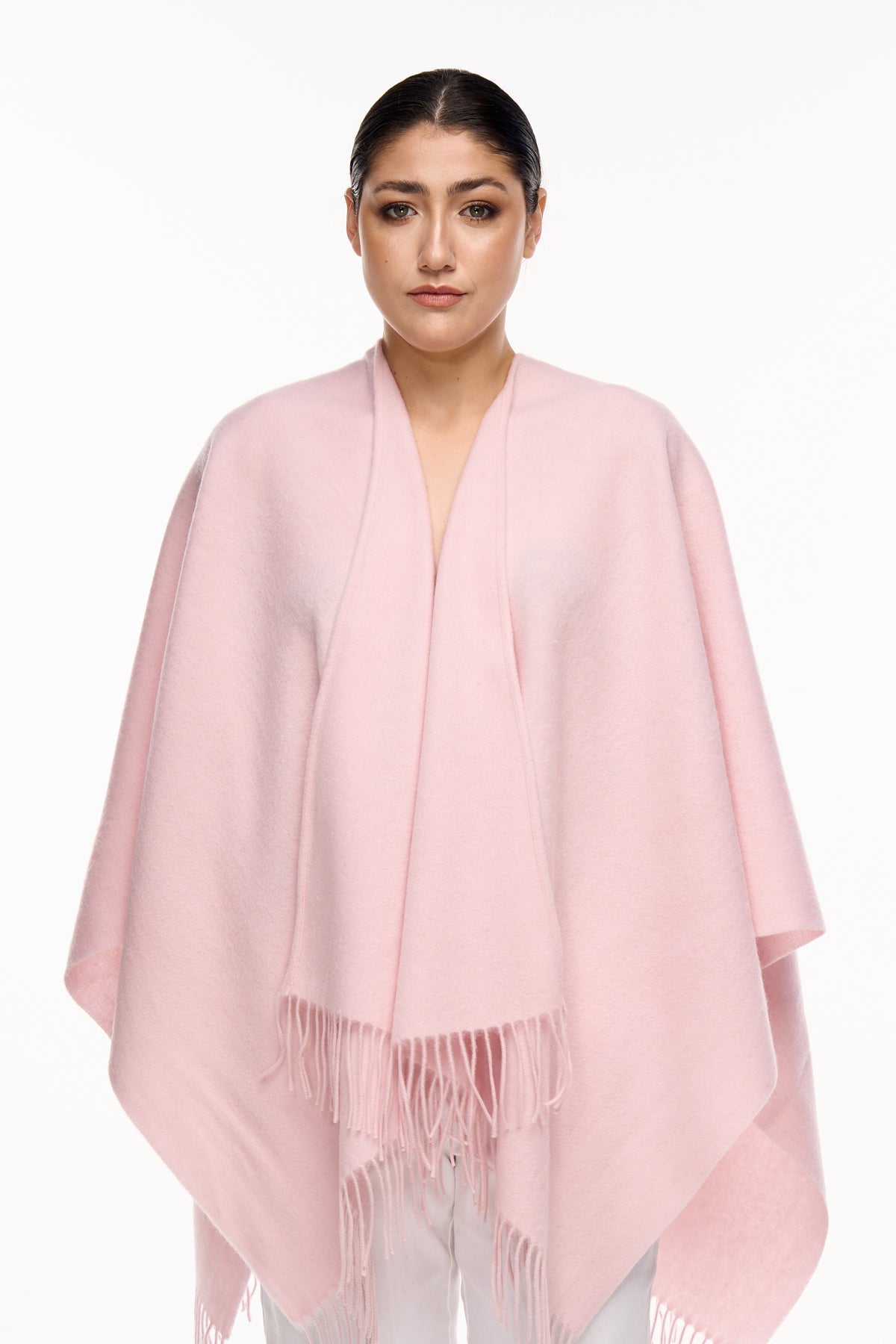 Plain Cape Light Pink Poncho 100% Pure Lambswool