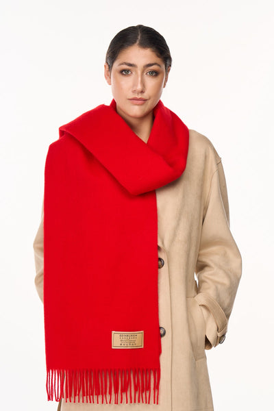 Plain Scarf Red Oversized Wrap 100% Pure Lambswool