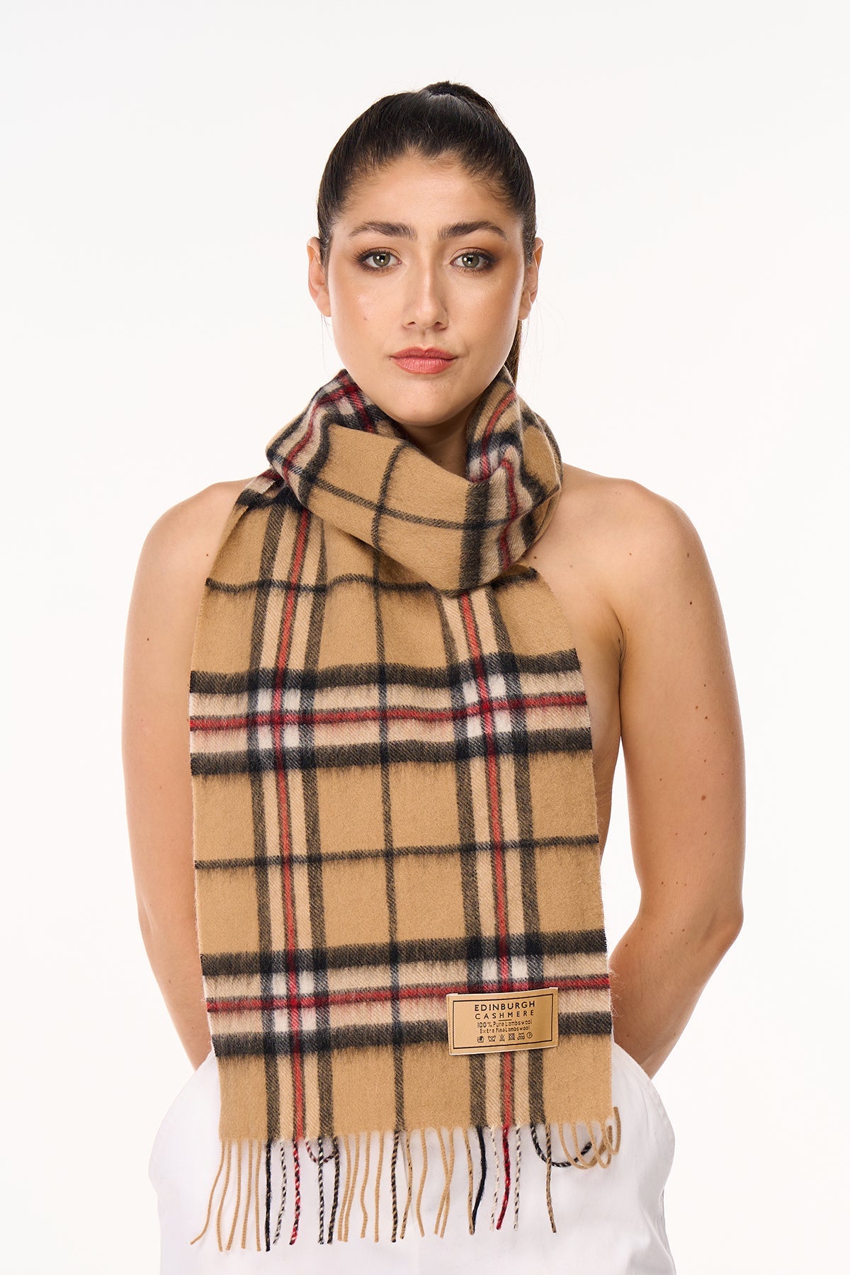 Scarf Thomson Camel Tartan 100% Pure Lambswool