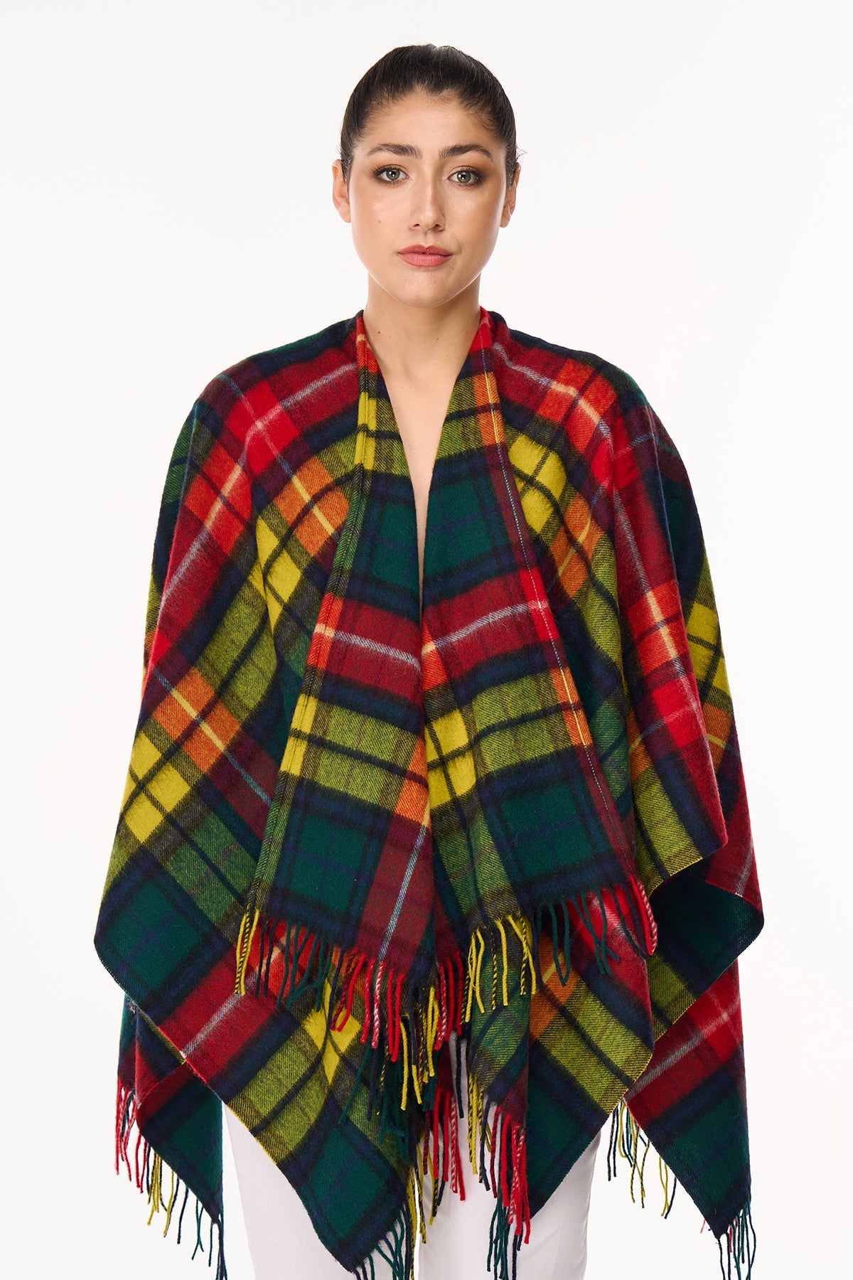 Tartan Cape Lambswool Poncho Buchanan 100% Pure Lambswool