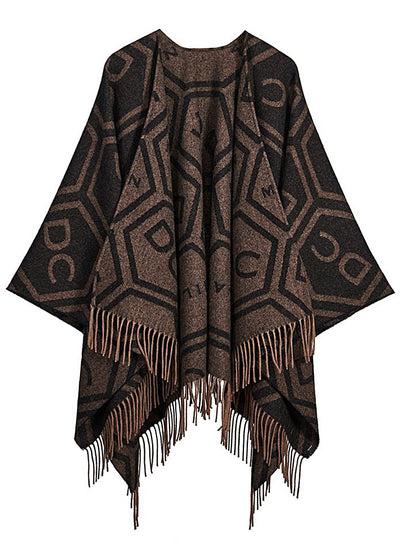 Cape DC Monogram Brown Poncho 100% Pure Lambswool