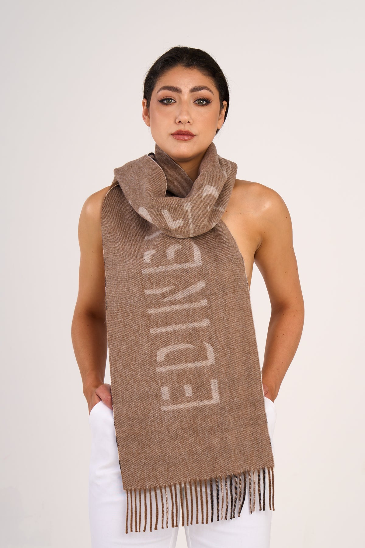 EC 100% Pure Lambswool Big Brown Scarf