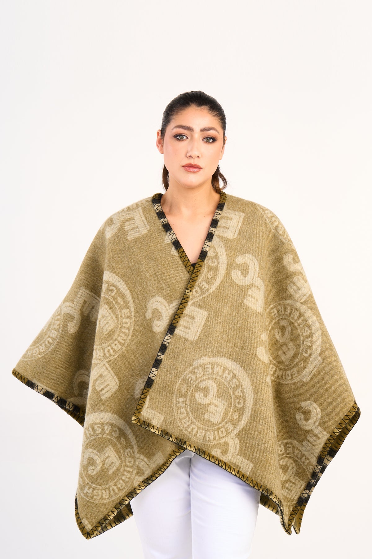 Cape EC Reversible Green Poncho 100% Pure Lambswool