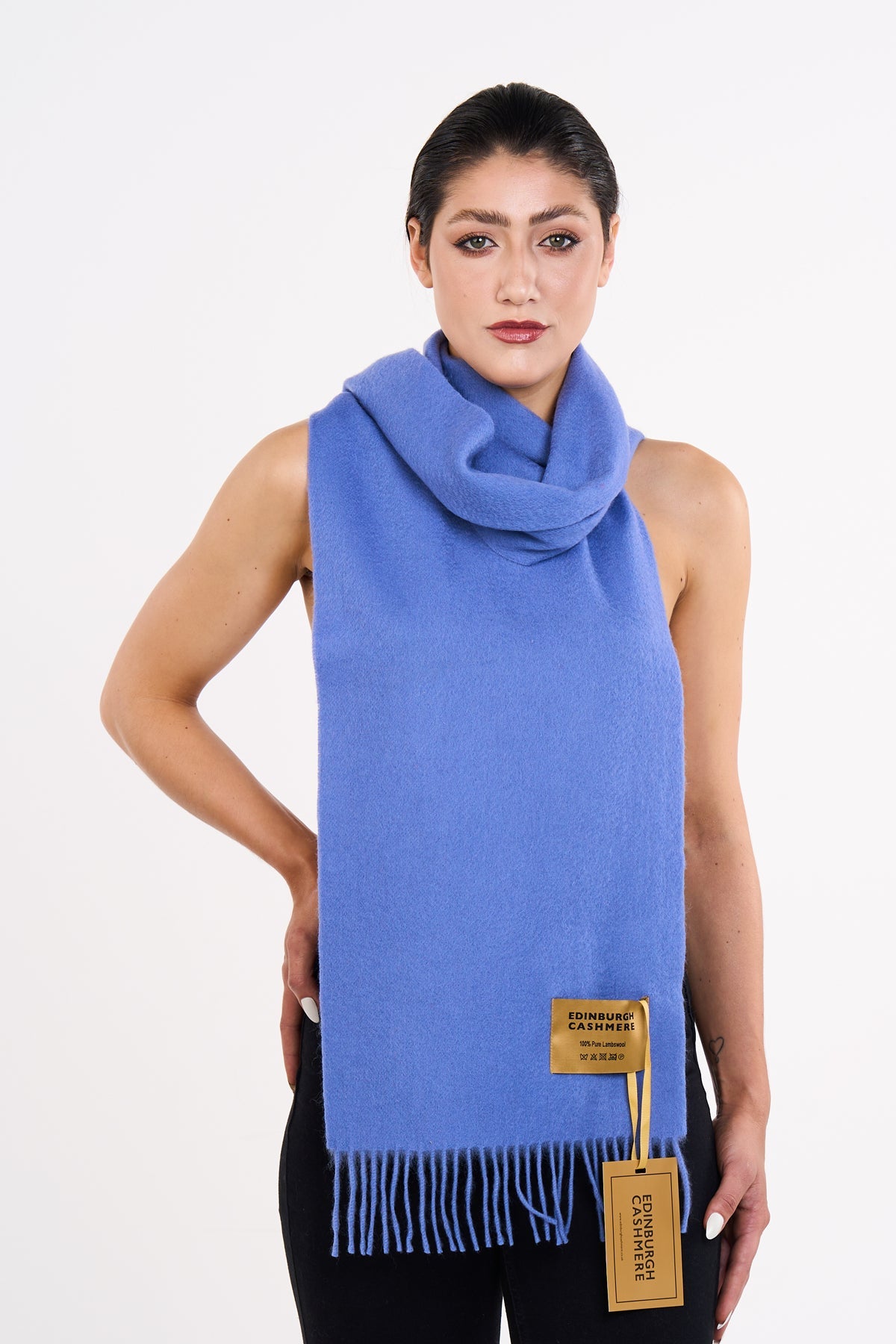 Scarf Plain Light Blue 100% Pure Lambswool