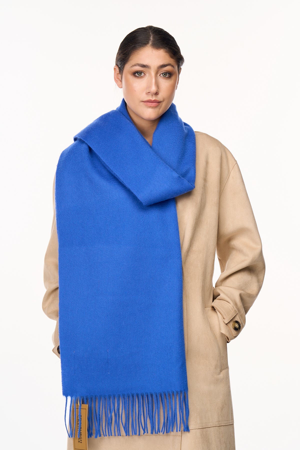 Plain Scarf Dark Blue Oversized Wrap 100% Pure Lambswool