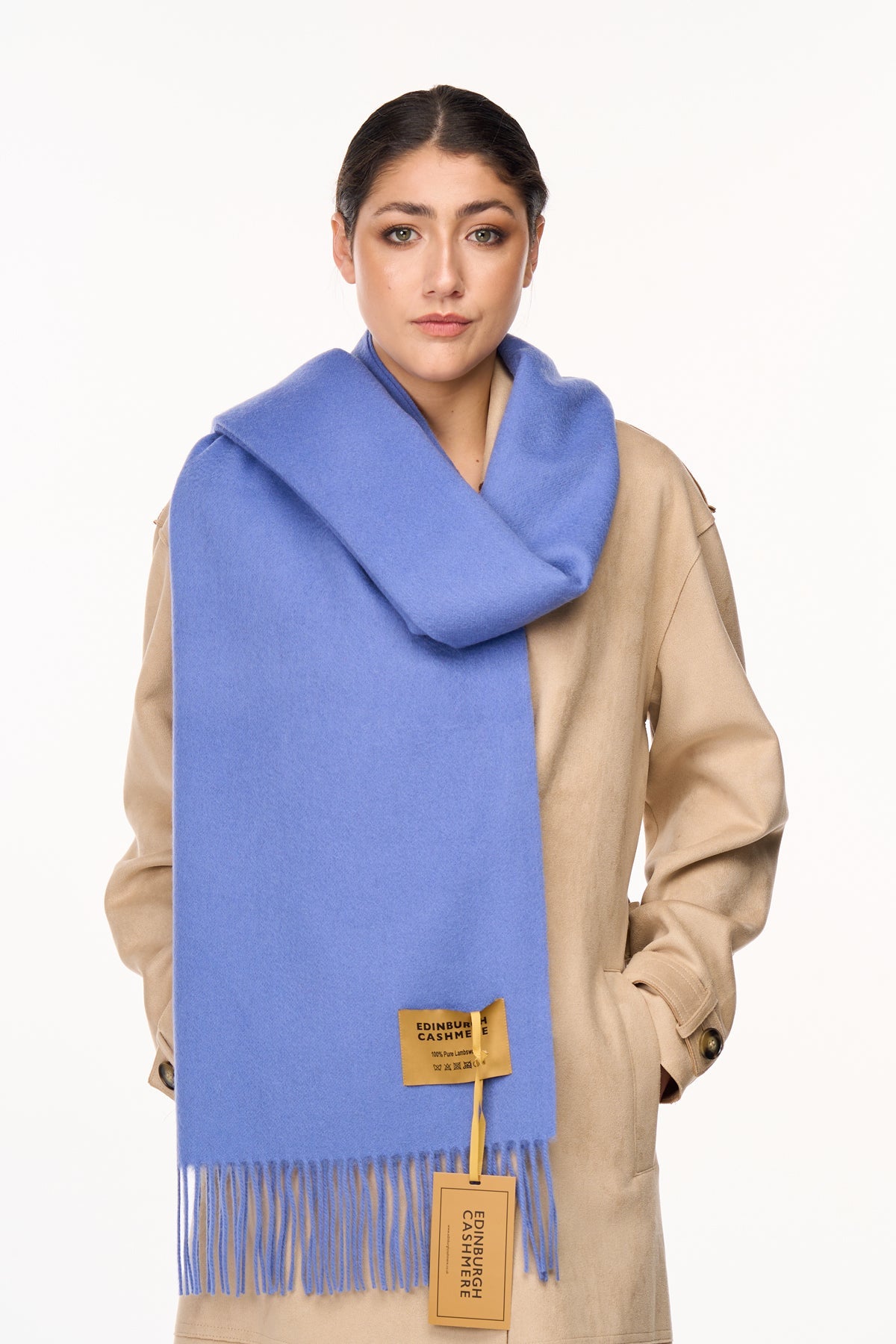 Plain Scarf Light Blue Oversized Wrap 100% Pure Lambswool