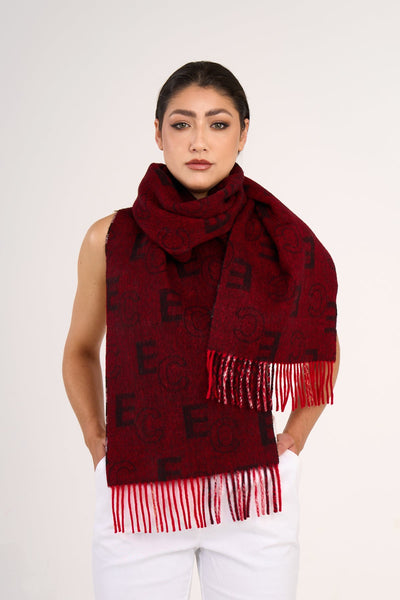 EC 100% Pure Lambswool Big Dark Red Scarf