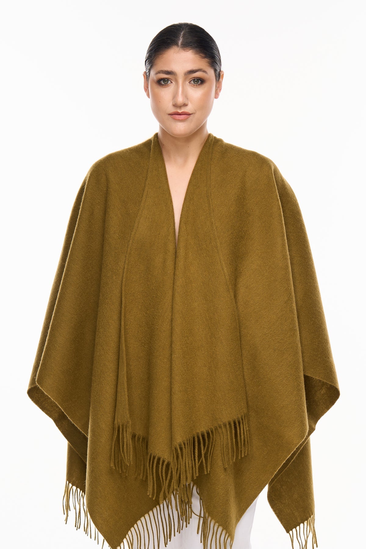 Plain Cape Green Poncho 100% Pure Lambswool