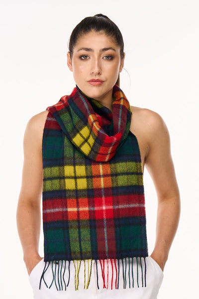 100% Pure Cashmere Scarf Scottish Design Buchanan Tartan - Small Size