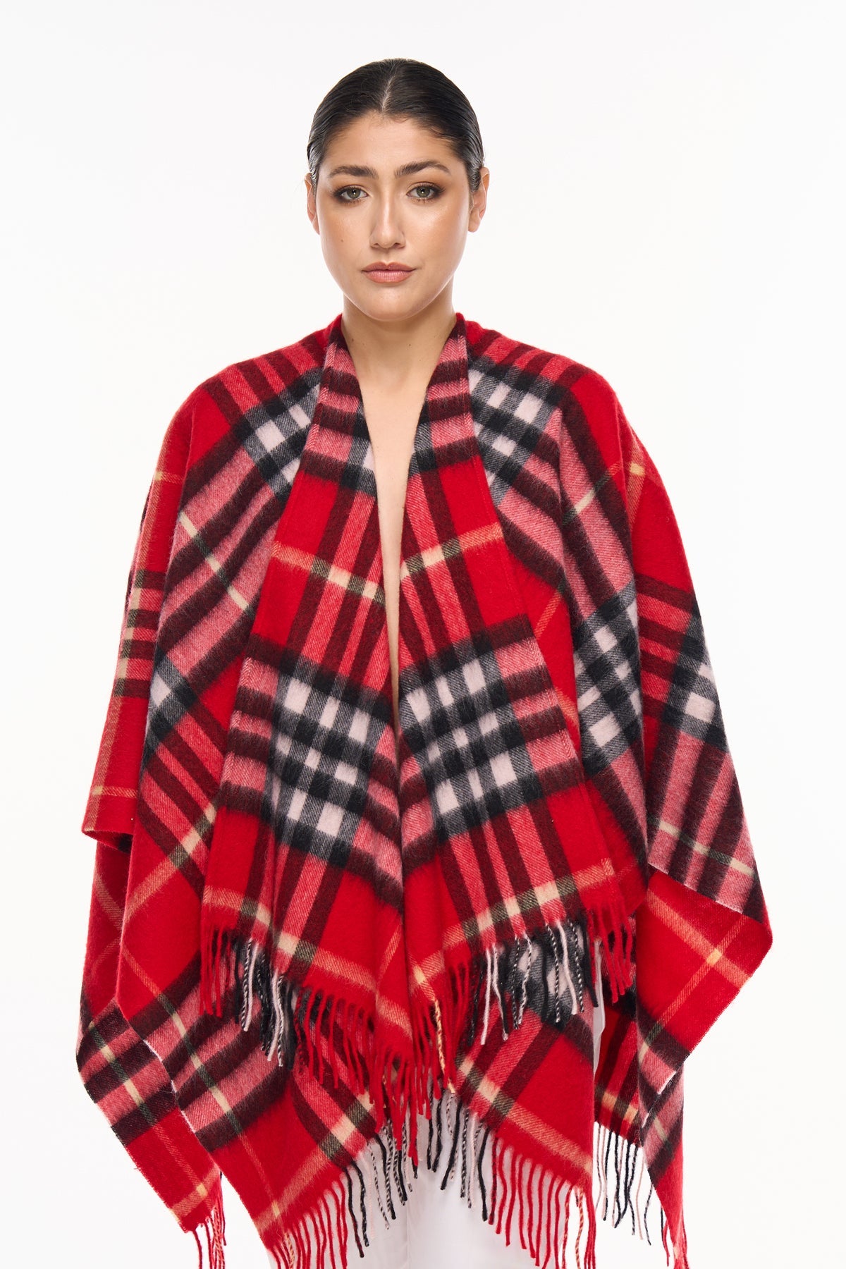 Cape DC Classic Red Poncho 100% Pure Lambswool