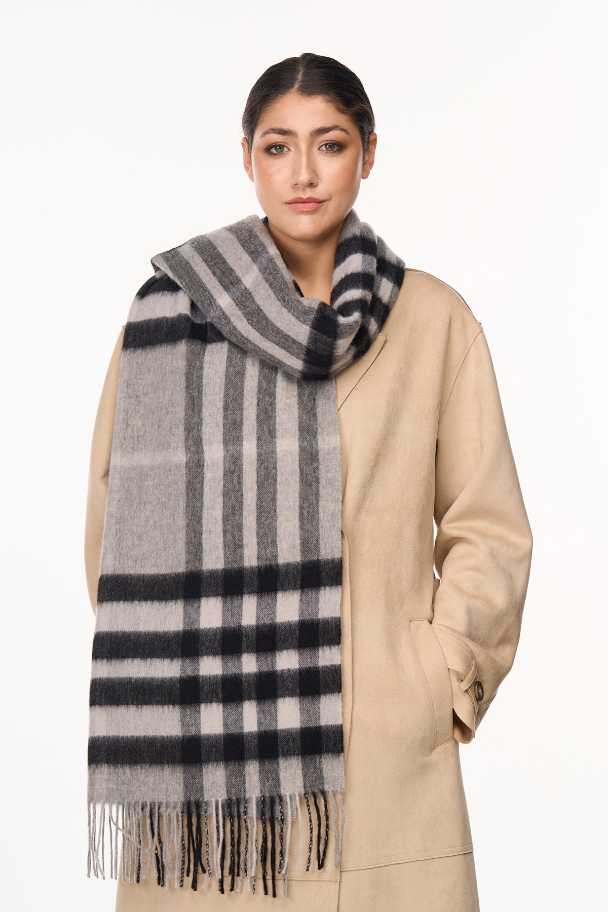 Scarf DC Check Oversized Wrap 100% Pure Lambswool