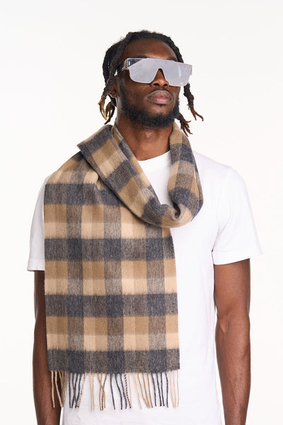 Scarf  100% Pure wool Scottish Check Design Brown