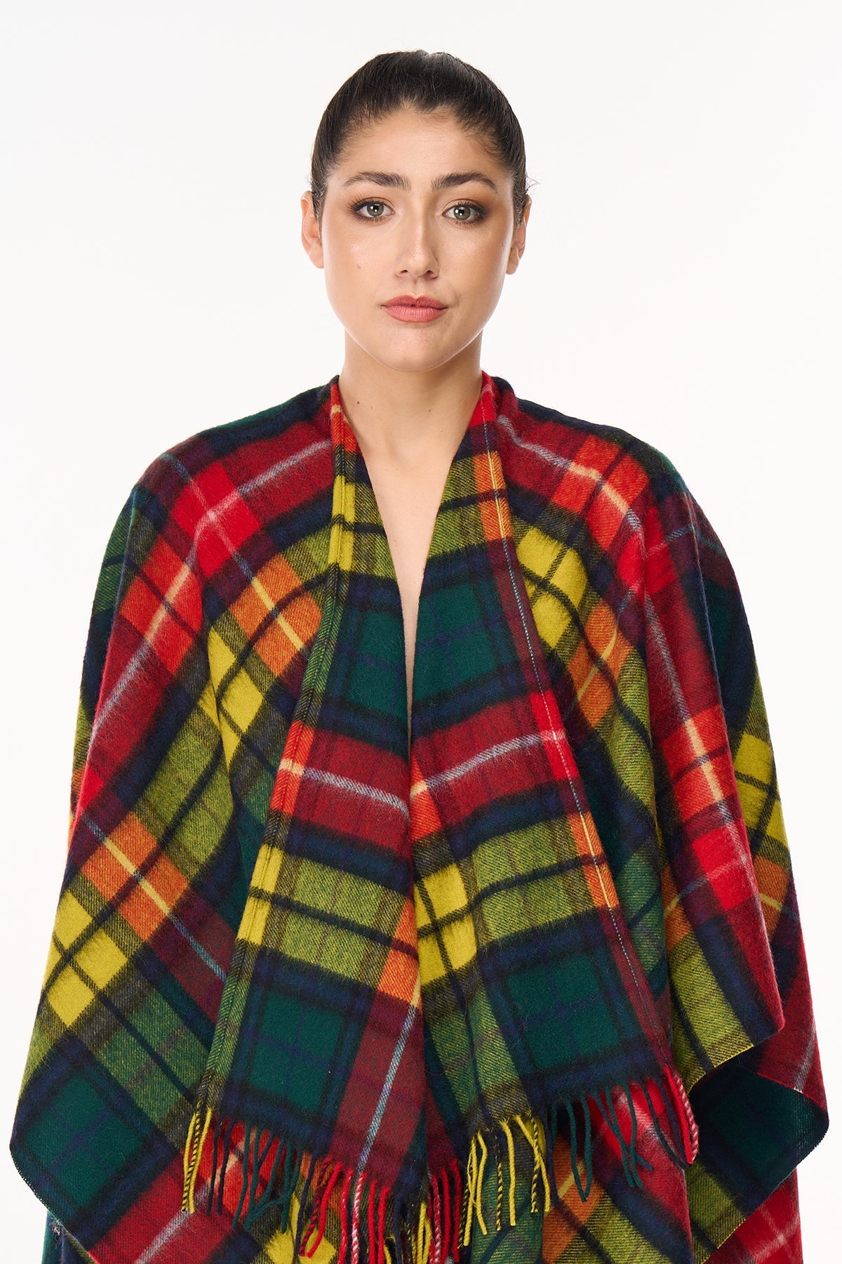 Tartan Cape Lambswool Poncho Buchanan 100% Pure Lambswool