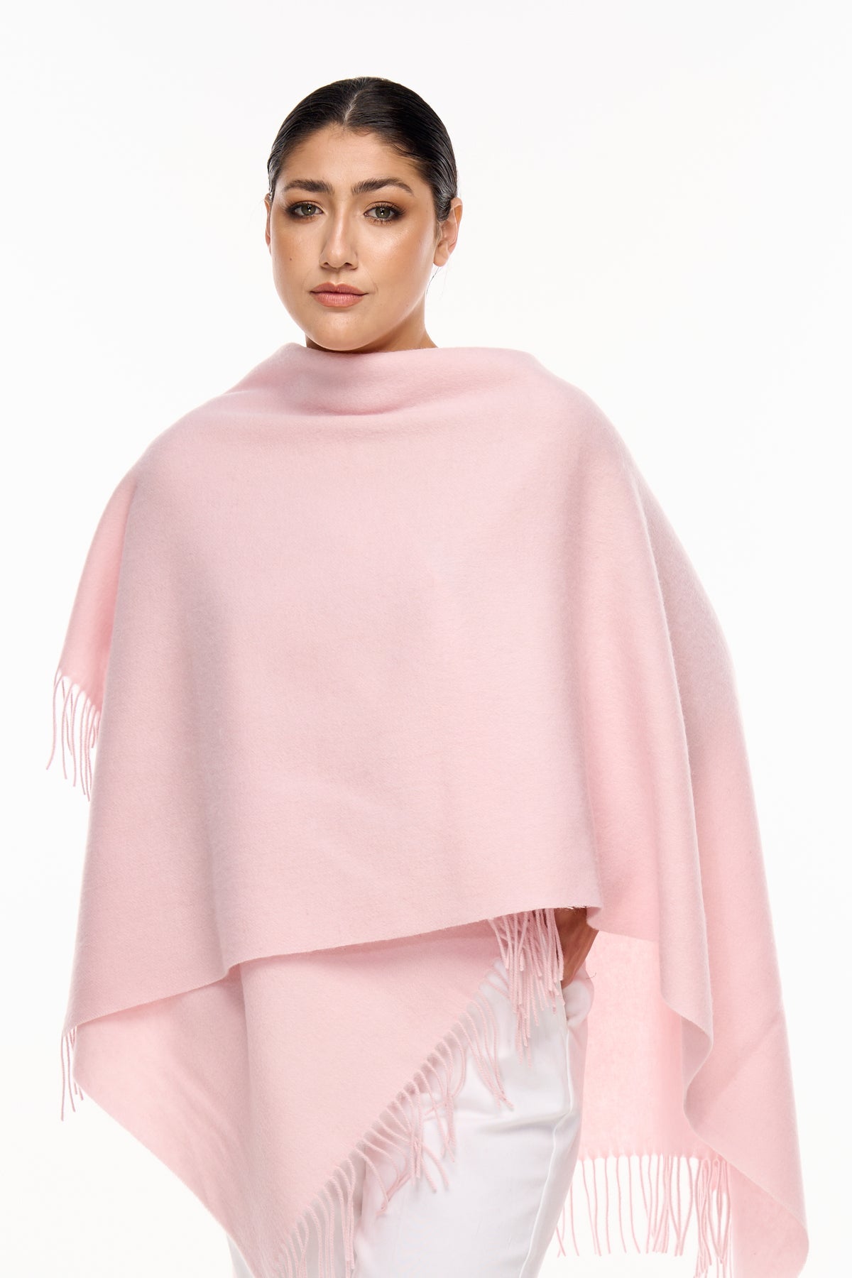 Plain Cape Light Pink Poncho 100% Pure Lambswool