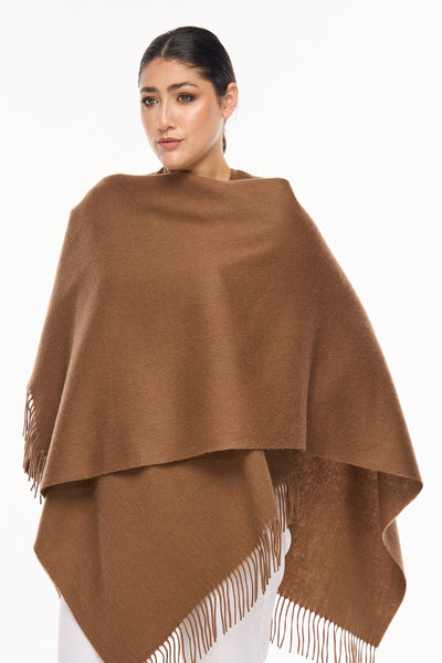 Plain Cape Brown Poncho 100% Pure Lambswool