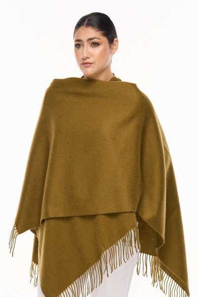 Plain Cape Green Poncho 100% Pure Lambswool