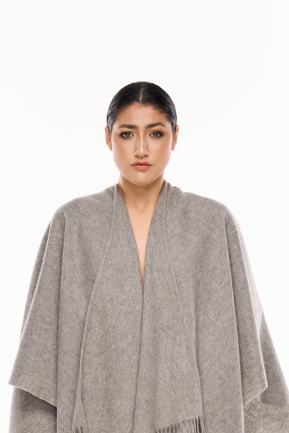 Plain Cape Grey Poncho 100% Pure Lambswool