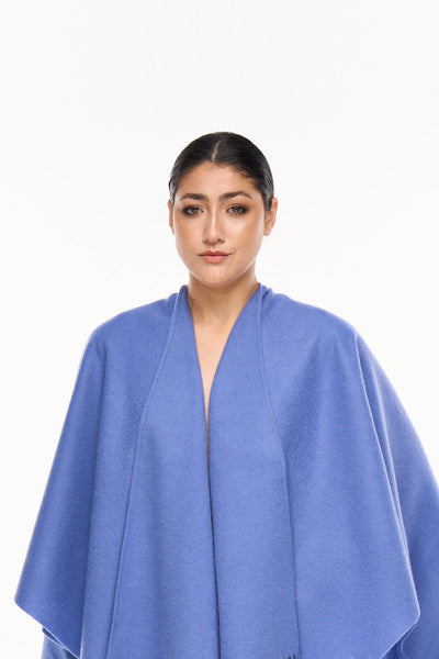 Plain Cape Light Blue Poncho 100% Pure Lambswool