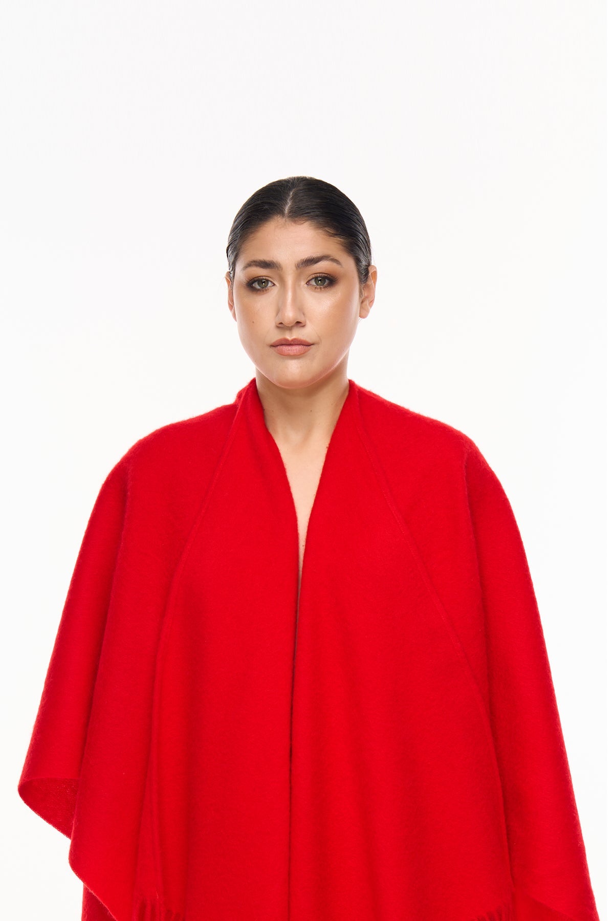 Plain Cape Red Poncho 100% Pure Lambswool