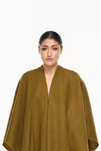 Plain Cape Green Poncho 100% Pure Lambswool