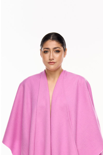 Plain Cape Dark Pink Poncho 100% Pure Lambswool