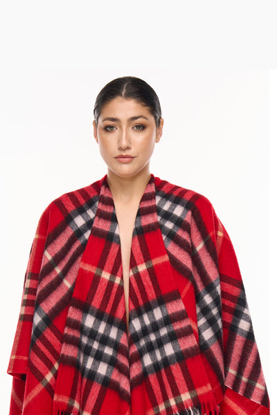 Cape DC Classic Red Poncho 100% Pure Lambswool