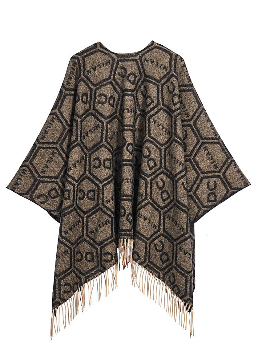 Cape DC Monogram Black Poncho 100% Pure Lambswool