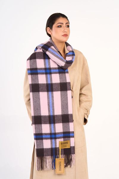 100% Pure Lambswool Oversized Scarf/Wrap DC Scott Black/Blue 8