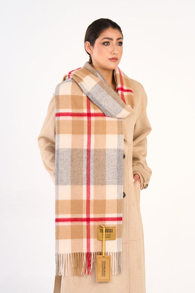 100% Pure Lambswool Oversized Scarf/Wrap DC Grey/Camel 16