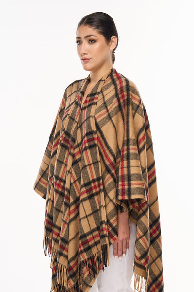 Luxury Cape/Poncho EC Check Exclusive Iconic Design - Camel Style 6