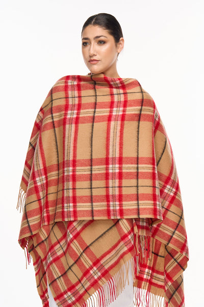 Luxury Cape/Poncho EC Check Exclusive Iconic Design - Red Style 3