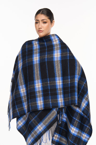 Luxury Cape/Poncho EC Check Exclusive Iconic Design - Blue Style 1