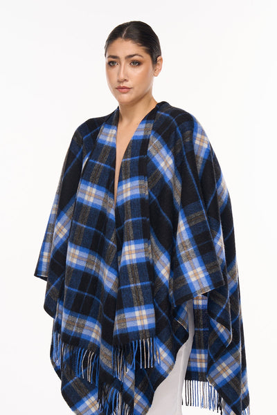 Luxury Cape/Poncho EC Check Exclusive Iconic Design - Blue Style 1