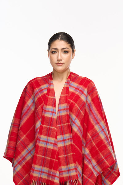 Luxury Cape/Poncho EC Check Exclusive Iconic Design - Red Style 1