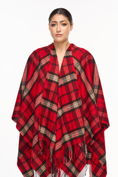 Luxury Cape/Poncho EC Check Exclusive Iconic Design - Red Style 2