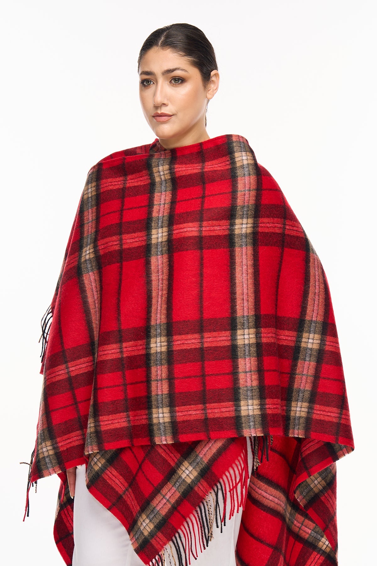 Luxury Cape/Poncho EC Check Exclusive Iconic Design - Red Style 2