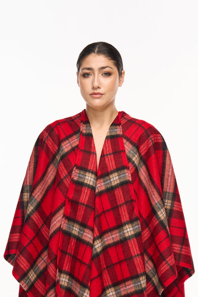 Luxury Cape/Poncho EC Check Exclusive Iconic Design - Red Style 2