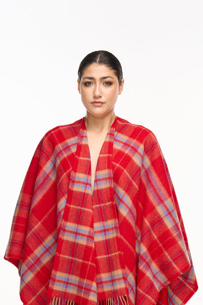 Luxury Cape/Poncho EC Check Exclusive Iconic Design - Red Style 4