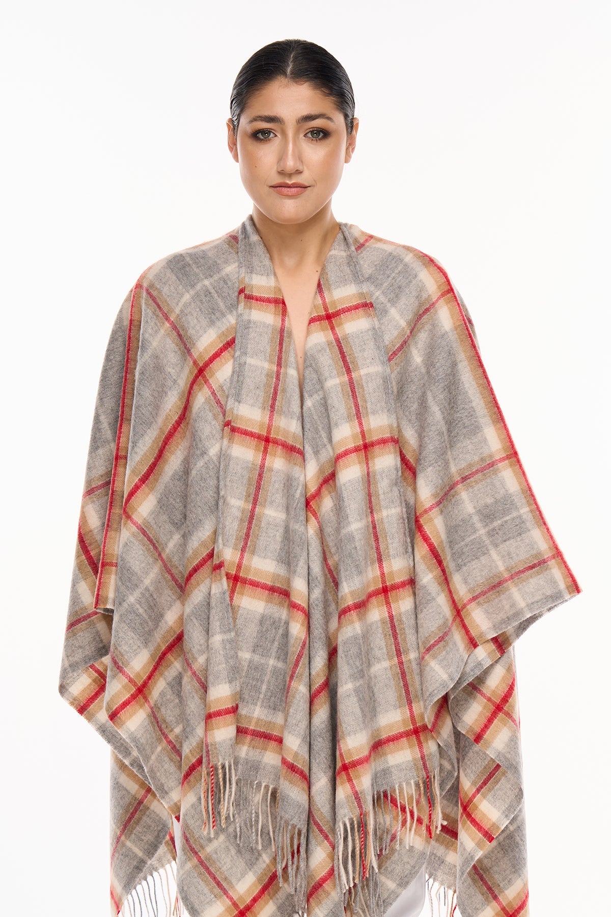 Luxury Cape/Poncho EC Check Exclusive Iconic Design - Grey Style 1