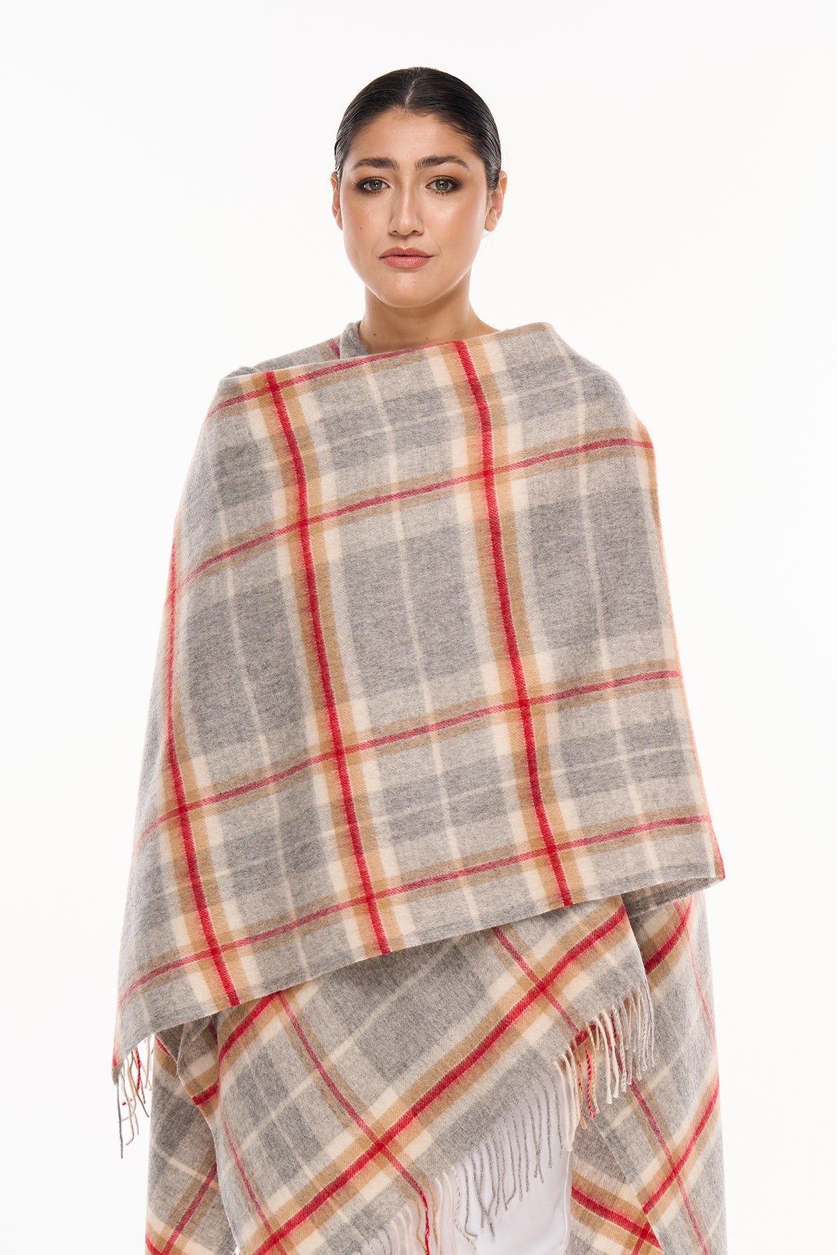 Luxury Cape/Poncho EC Check Exclusive Iconic Design - Grey Style 1