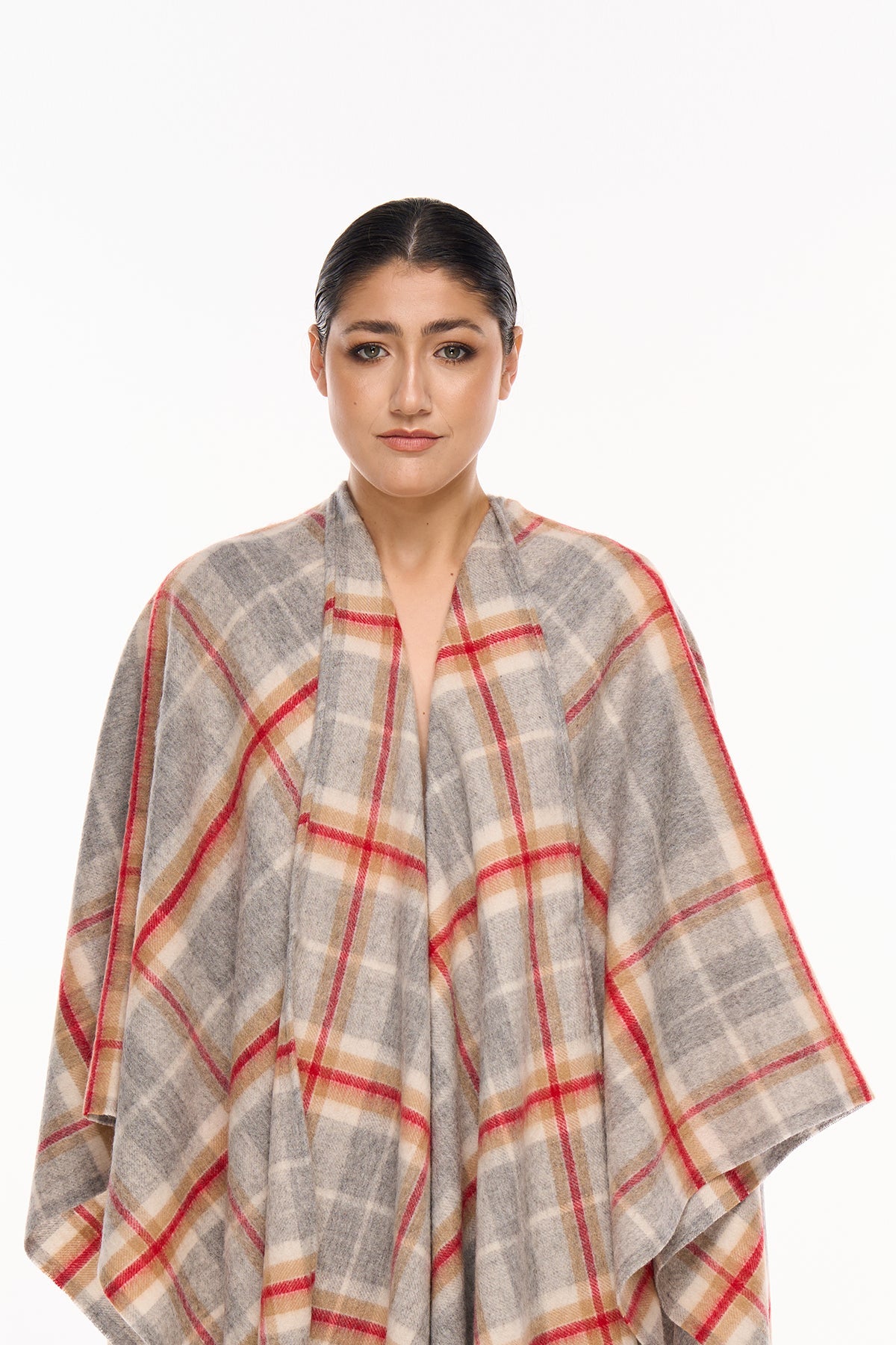 Luxury Cape/Poncho EC Check Exclusive Iconic Design - Grey Style 1