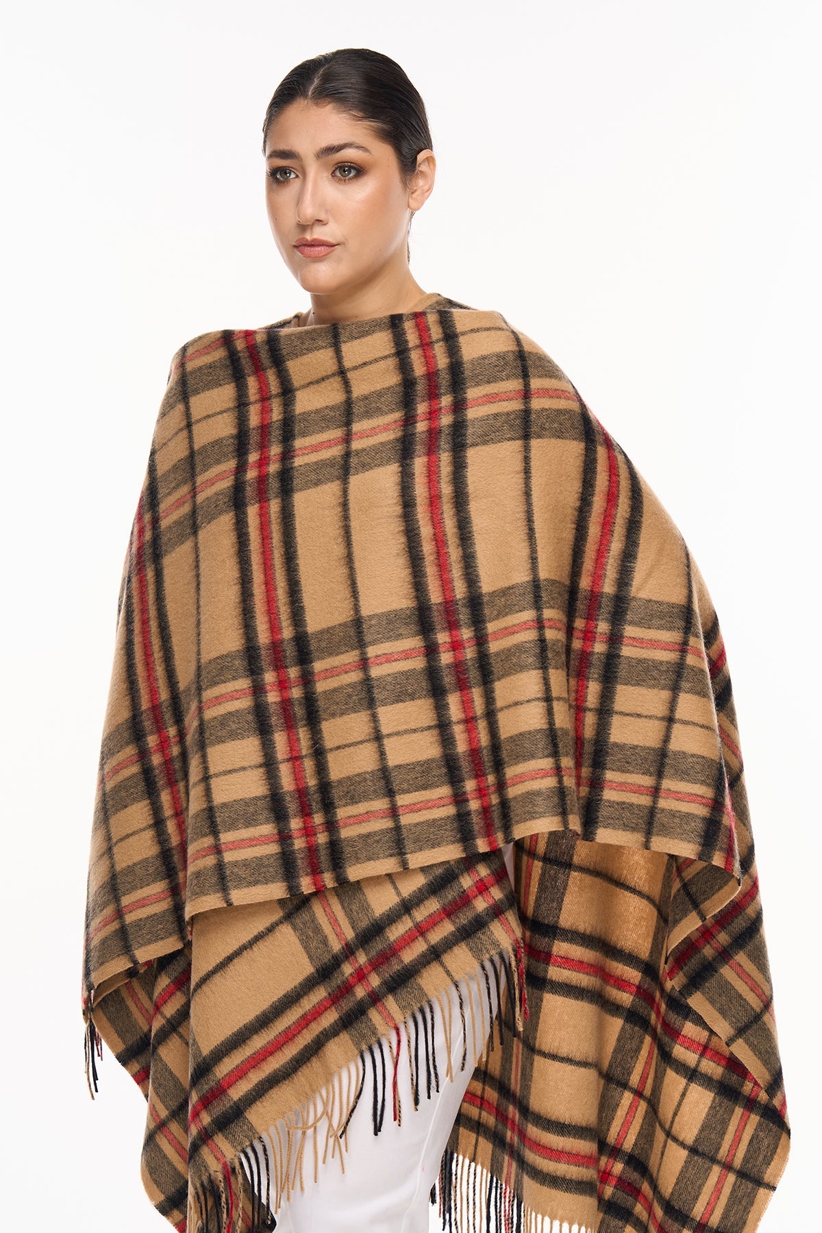 Luxury Cape/Poncho EC Check Exclusive Iconic Design - Camel Style 5