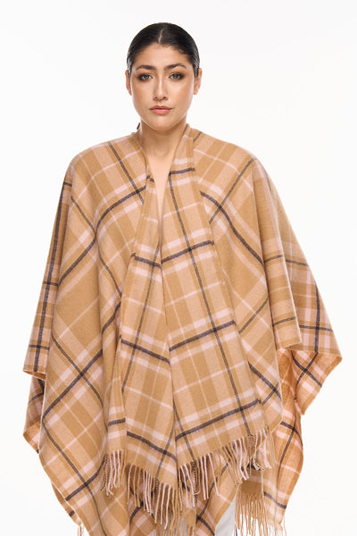 Luxury Cape/Poncho EC Check Exclusive Iconic Design - Camel Style 1